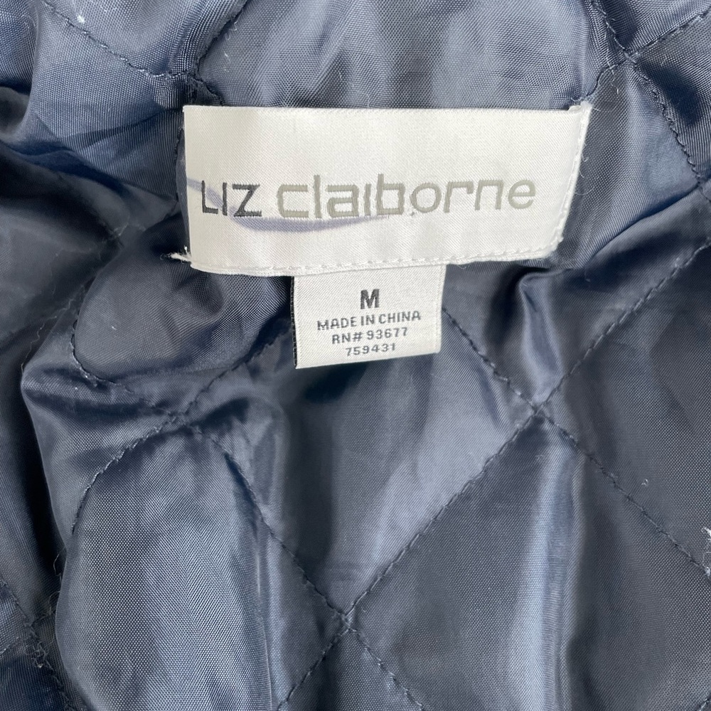 Liz Claiborne Black Cotton Anorak Trench Coat Size Medium - Picture 7 of 10